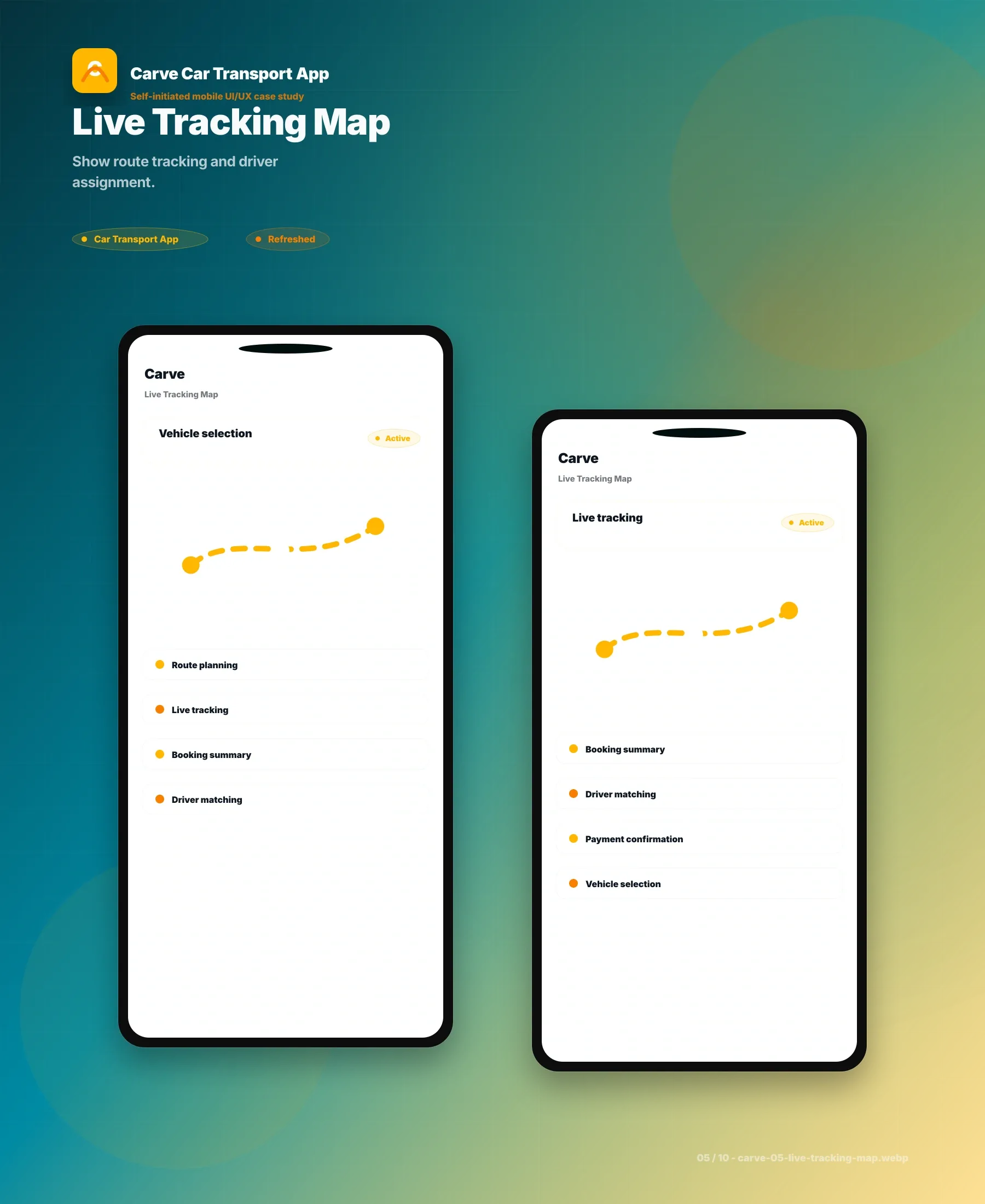 Carve Car Transport App UI/UX screen 5