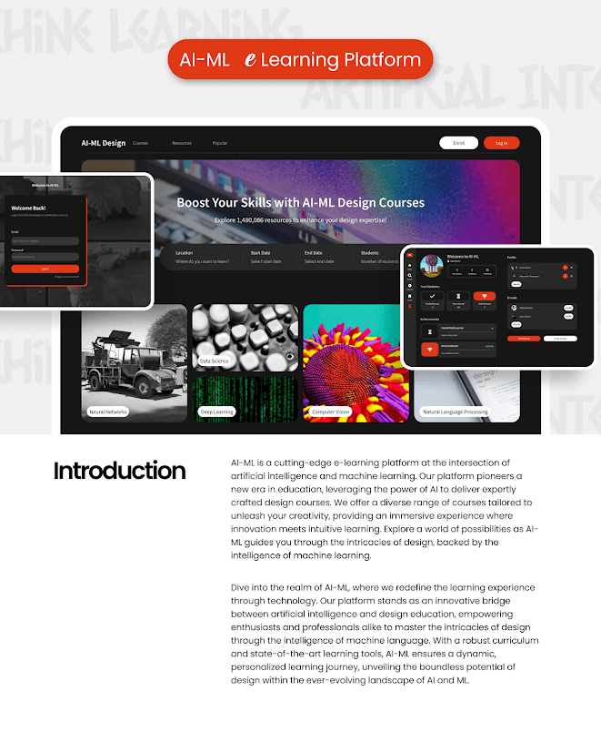 AI + ML E-Learning Platform UI/UX screen 1