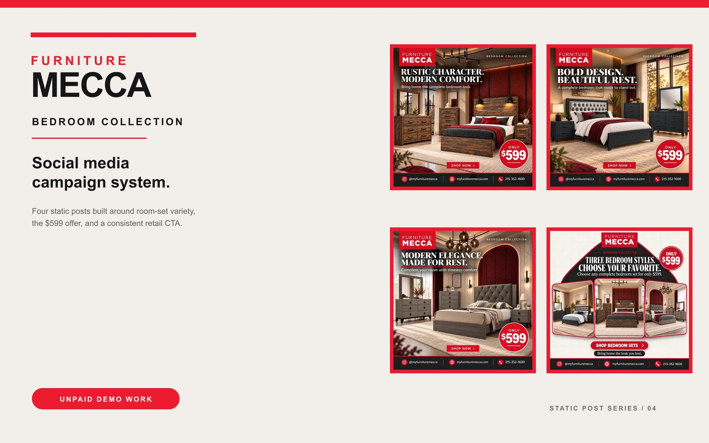 Furniture Mecca Bedroom Social Campaign cover